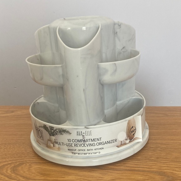 10 compartment multi use revolving organizer faux marble look - Picture 7 of 12